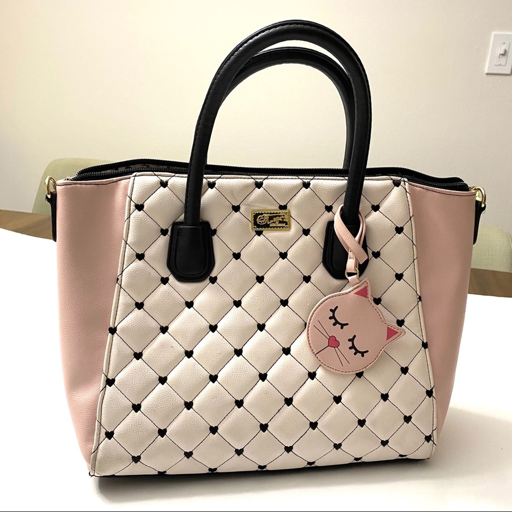 Luv Betsy by Betsy Johnson pink/ white satchel
